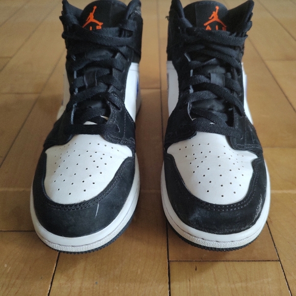 Nike Air Jordan 1 Mid Black and White with Racer Blue Accents - Picture 9 of 13